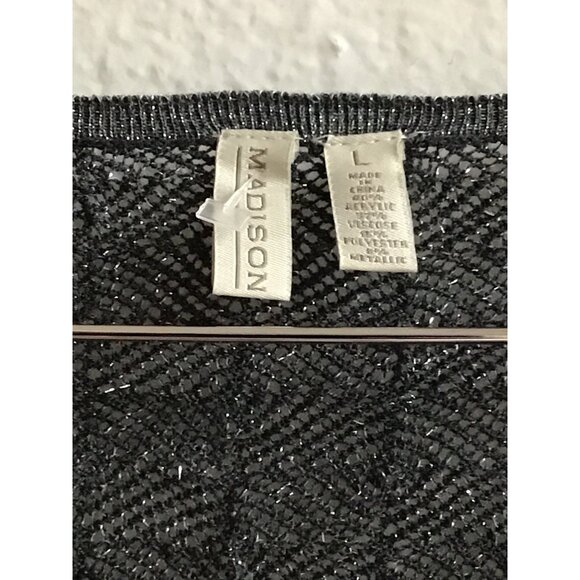 MADISON-WOMENS GREY FESTIVE SPARKLE CREW NECK LONG SLEEVE TOP SIZE LARGE - Picture 3 of 7